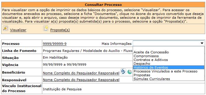 Informações mostrado abaixo: Utilizando a opção Histórico de