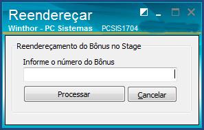 7 Informe o Número do Bônus e clique o botão Processar, o sistema irá