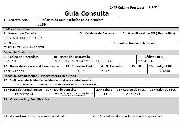 24 Figura 22 Guia de Faturamento de Consulta gerada pelo Portal Autorizador 8.2. Guia de Faturamento de SP/SADT Os prestadores que cobram a execução de seus procedimentos da operadora através de