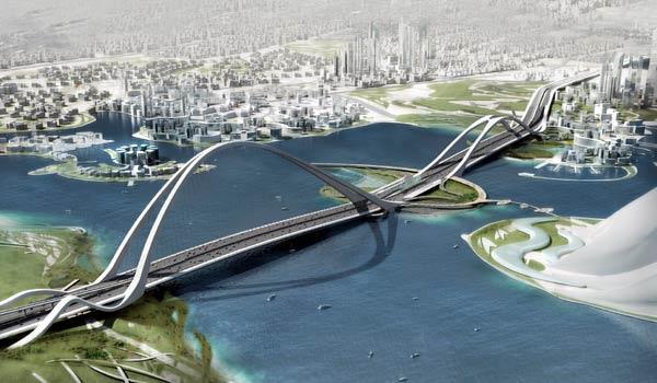 26 Figura 8 Ponte Sheikh Rashid bin Saeed localizada em Dubai (fonte: GROUP FXFOWLE, 2011) 3.3.4 Pontes pênseis Ainda de acordo com Leonhardt (1979, p.