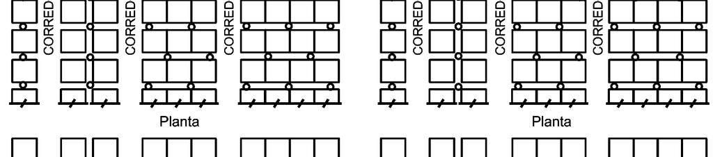 vertical transversal; 2. é permitida a proteção somente com chuveiros de teto para esta configuração; 3. dois níveis de chuveiros internos [1/2 in. ou 17/32 in.