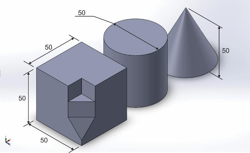 54 Figura 13: Representação dos elementos que compõem a peça padrão Os dados dimensionais coletados para a realização das análises foram: Altura do cone, caracterizado pela altura do cone primitivo,