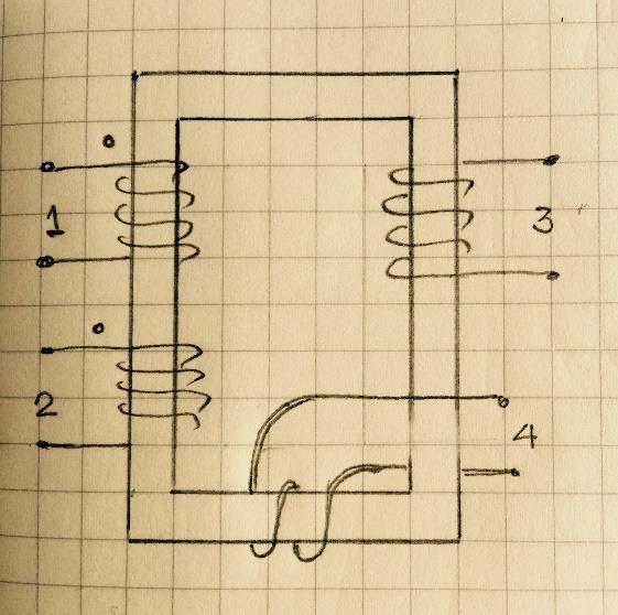 Transformadores 1. Referindo-se ao transformador da figura. a. Indique as polaridades dos enrolamentos 3 e 4; b. Qual é o número de espiras do enrolamento 4? Resp. 3 espiras 2.