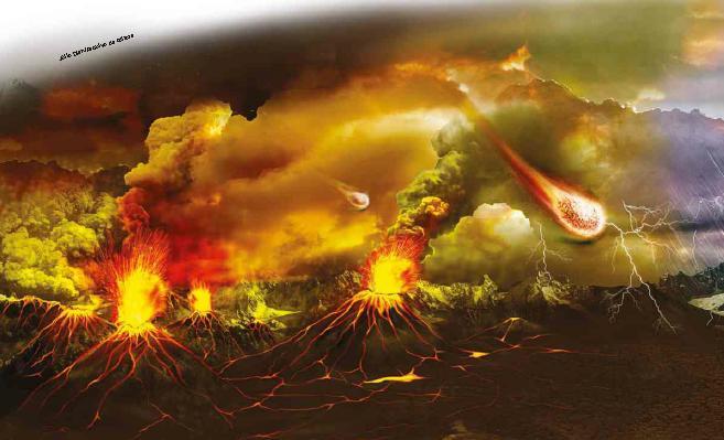 A atmosfera primitiva e as 1 as moléculas orgânicas Vulcões jorrando lava e