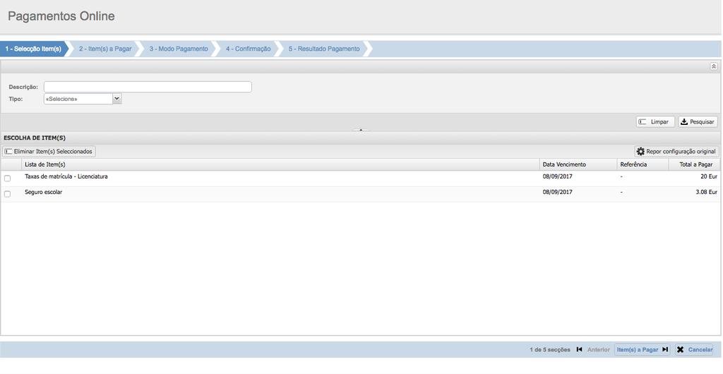 deve selecionar Dívidas no menu online TESOURARIA e efetuar o pagamento