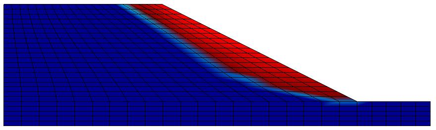 129 Figura 4.34 - Mecanismo de ruptura obtido com o campo de velocidade de deformação. A seguir, este problema é analisado com o programa comercial de elementos finitos Plaxis 2D (Brinkgreve et. al.