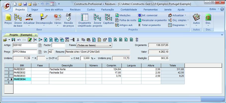 Códigos BIM Cada linha de medição tem agora a possibilidade de incluir um código BIM, que permite relacioná-lo com os códigos utilizados nos programas BIM de modelação 3D do edifício (Allplan,