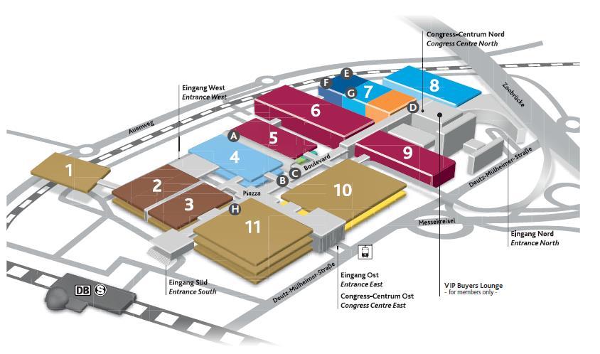 MAPA DA FEIRA ANUGA 2017 CENTRO DE CONGRESSOS NORTE ENTRADA OESTE LOUGE VIP