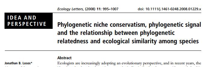Conservação filogenética de nicho ecológico - Conservação filogenética de nicho: - Tendência das