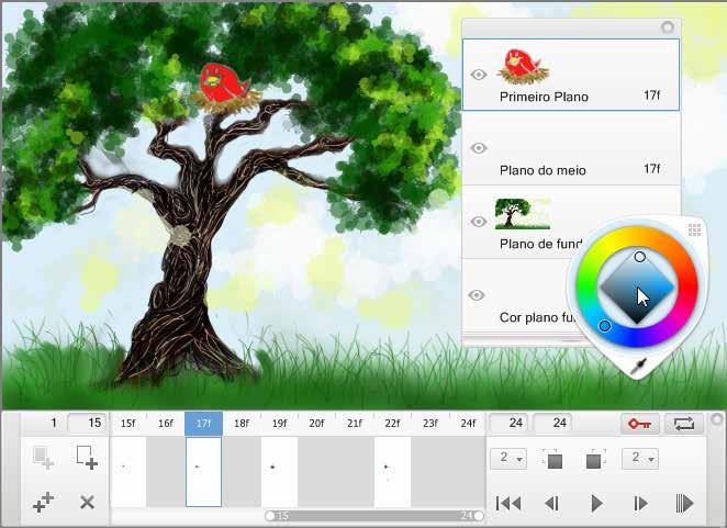 A caixa de diálogo Tamanho da animação exibida contém as seguintes opções para configurar os parâmetros de seu FlipBook: Cor do plano de fundo Clique em para acessar o Círculo de cores, a Paleta de