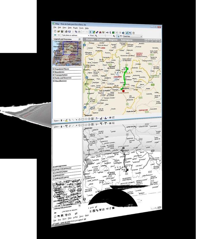 Integração com Software externo Ligação a MapPoint Pode usar a Ligação do Software PHC ao Microsoft Map- Point para obter informação geográfica relacionada com os dados no Software PHC, nomeadamente