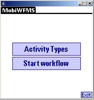 Implementação do MobiWfMS 105 As telas seguintes estão relacionadas à aplicação cliente, o MobiWfMS Client. A Figura 44 apresenta a tela inicial do sistema.