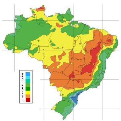 O RECURSO SOLAR MAPA BRASILEIRO DE IRRADIAÇÃO GLOBAL A irradiação diária média anual varia entre 1.500 e 2.