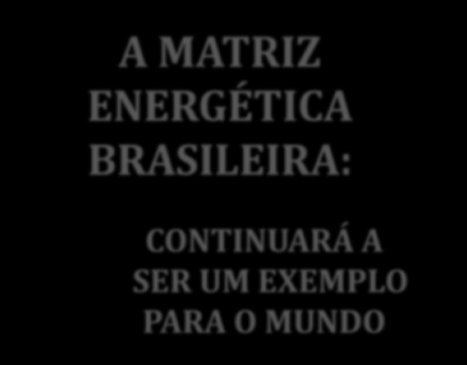 RIOS A MATRIZ ENERGÉTICA BRASILEIRA: CONTINUARÁ A SER UM