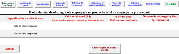 Importante: devem ser informados os valores totais gastos anualmente com a mão de obra, ou seja, esses valores incluem os seguintes itens: encargos sociais, transporte, alimentação, hospedagem, plano