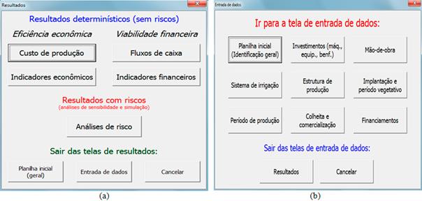 A Figura 16a traz a representação da janela de resultados disponíveis, que são obtidos sob condições determinísticas (ausência de riscos) e sob condições de incertezas (com riscos).