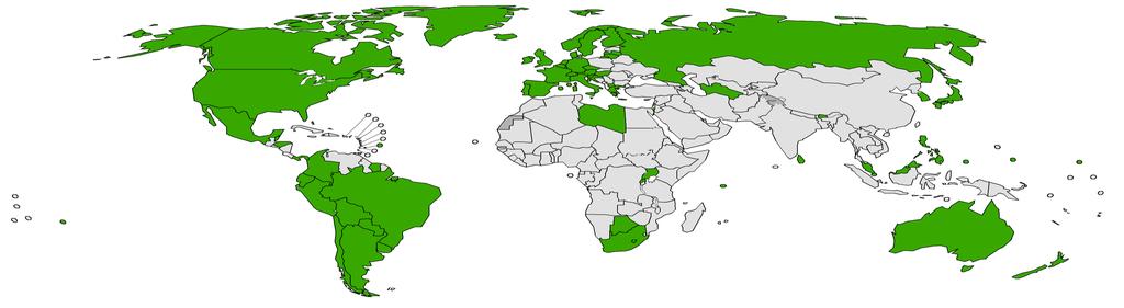 Countries with HPV vaccine in the National Immunization Programme Introduced* to date (74 countries or 38.
