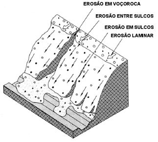 De uma forma geral, a mecânica da erosão é função da combinação do tamanho e da velocidade das gotas de chuva com a duração das precipitações e a velocidade do vento (MOREIRA E PIRES NETO, 1998).