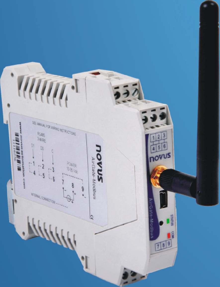 Gateway AirGate-Modbus O AirGate-Modbus é um gateway multifuncional wireless que permite a inserção simples e transparente de ramos sem fio em redes Modbus RTU já existentes.