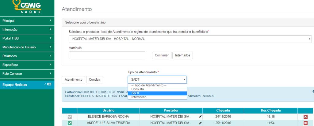 Portal do Prestador Guia SP/SADT - Liberação 2 1 Para solicitação de atendimentos ambulatoriais SP/SADT, usuário retornará a tela de elegibilidade