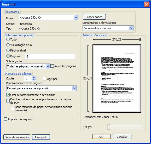 Uso Básico Imprimir - Imprimir a partir de aplicações Execute os passos seguintes para imprimir documentos a partir de aplicações.