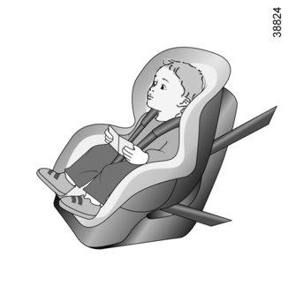 Uma cadeira para criança de frente para a dianteira do veículo bem fixa ao veículo reduz os riscos de impacto da cabeça.