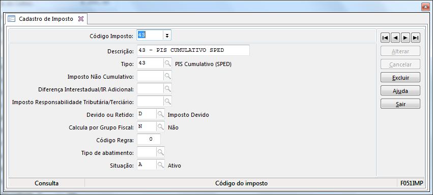 Competência SPED: - Através da tela F051IMP - Cadastros / Controladoria /