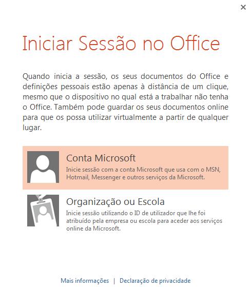 Iniciar sessão no Office Para começar a guardar, partilhar e armazenar os ficheiros na nuvem, inicie sessão no Microsoft Office.