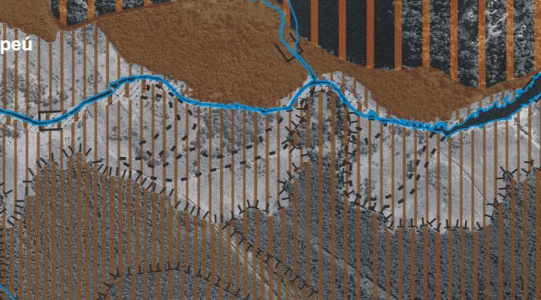 Assim, no setor central da figura 4, a presença de linhas tracejadas em preto indica a existência de meandros abandonados, os quais denotam a intensa dinâmica do curso fluvial.