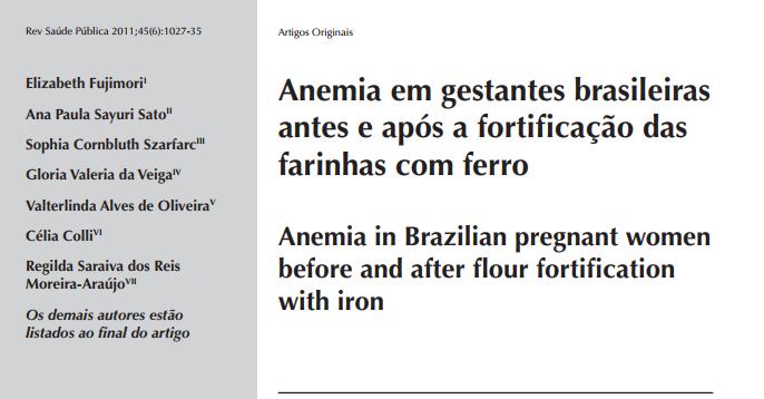 Fortificação das farinhas com ferro e ácido fólico no