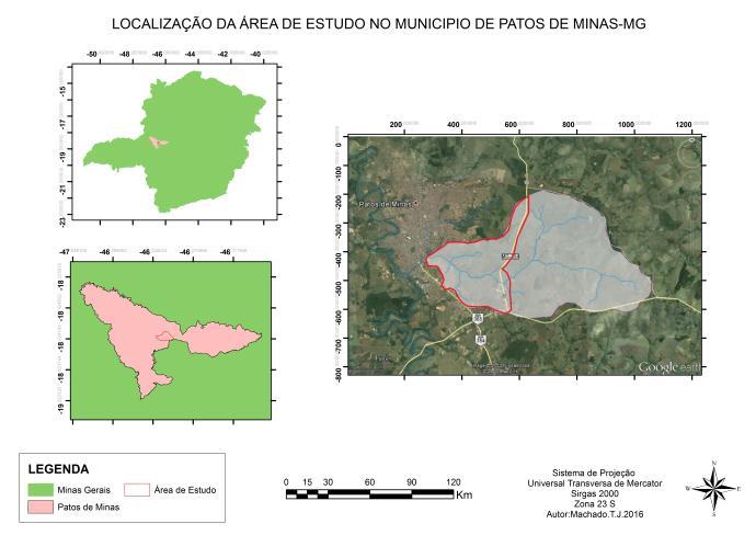 O estudo foi realizado no município de Patos de Minas-MG, situado na Mesorregião do Triângulo Mineiro e Alto Paranaíba, com uma área de 3.