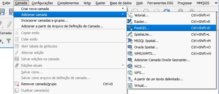 2. IMPORTAÇÃO DE DADOS PARA POSTGIS Nosso banco de dados criado no tópico anterior (cursoqgis) está vazio.