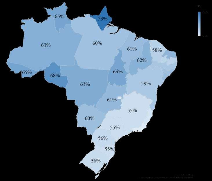 FinanciamentoImobiliárioSBPE 2017:LTV Maiores 1º:AP 3º:AC 2º: RO LTV BRASIL