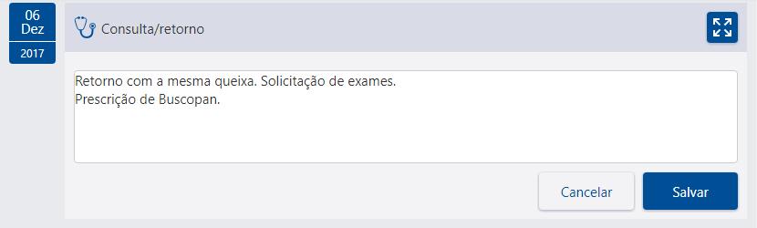 O ícone no canto direito da ficha expande o campo de descrição para facilitar a digitação e formatação do texto.