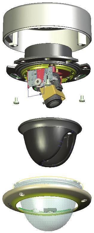 14 en Instalação FLEXIDOME 5000 AN Caixa de montagem saliente Módulo de câmara e base de montagem Revestimento interior (com anel de vedação) Aro envolvente Dome Figure 3.