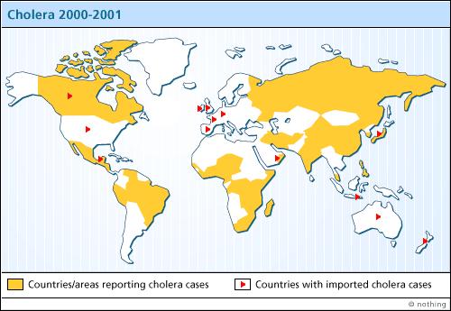 Fig. Mapa representando a distribuição da Cólera no