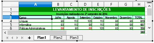 fazer qualquer alteração no conteúdo desta planilha; 2 Clique e arrasta a Alça de redimensionamento inferior central ( ) para cima, até que você