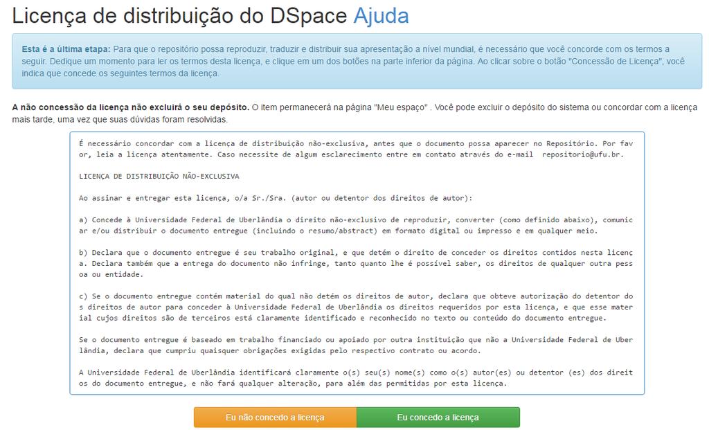 Em Licença de distribuição do DSpace (imagem abaixo) clique em 19.