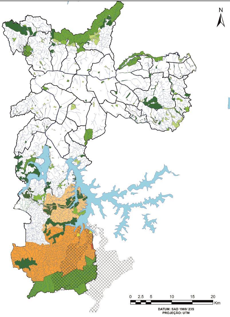 Sistema de Áreas Protegidas, Áreas Verdes e Espaços Livres Um dos elementos estruturadores da cidade Inclui parques urbanos, lineares e naturais, Unidades de Conservação Estaduais e Municipais e