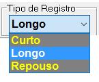Este botão permite selecionar o registro que será impresso: Na tela também existe uma caixa de combinação que permite definir se o registro é, curto, longo ou repouso.