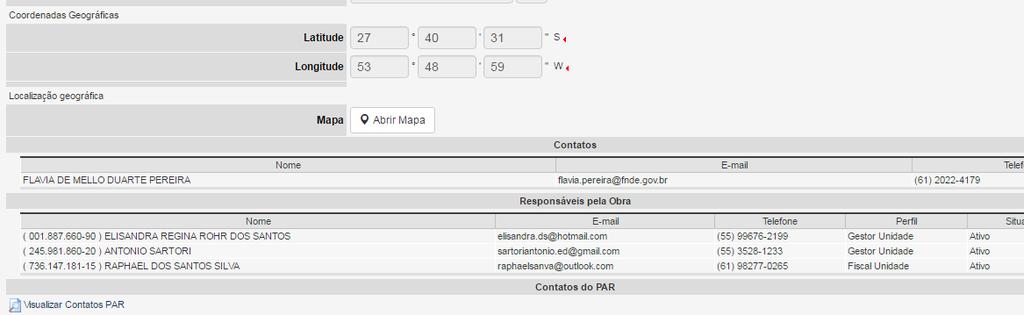 Aba Dados da Obra Informações sobre