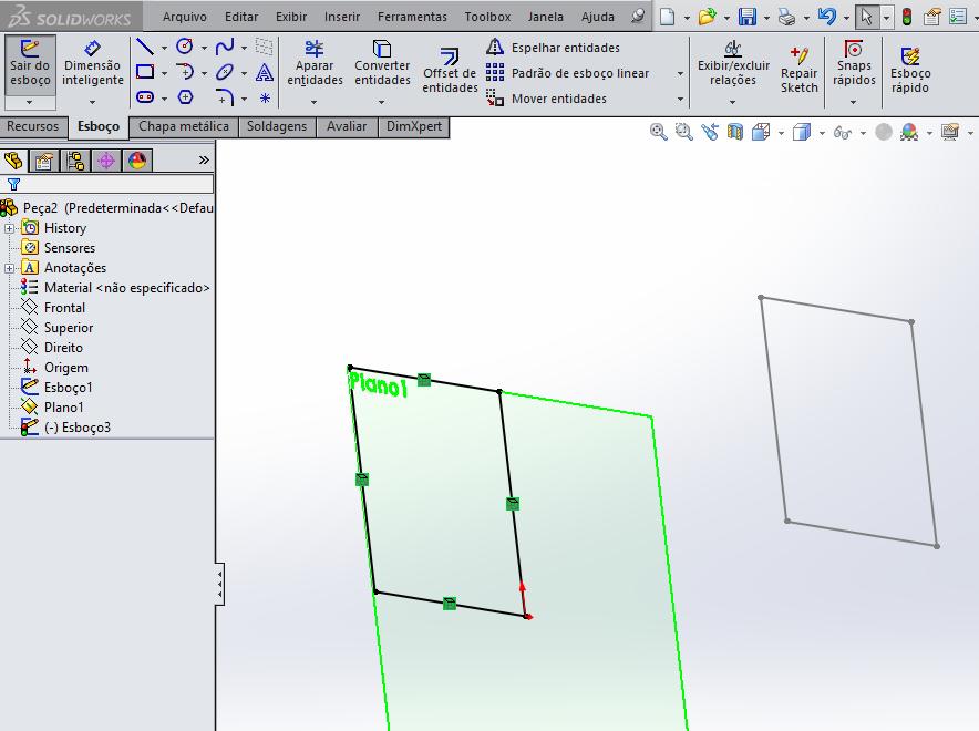 Estratégias para criação de esboço 3d: ESTRATÉGIA 1 - Esboços 2d em