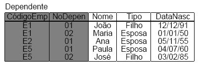 Cada linha é composta por uma série de campos (valor de atributo, na terminologia acadêmica). Cada campo é identificado por nome de campo (nome de atributo, na terminologia acadêmica).