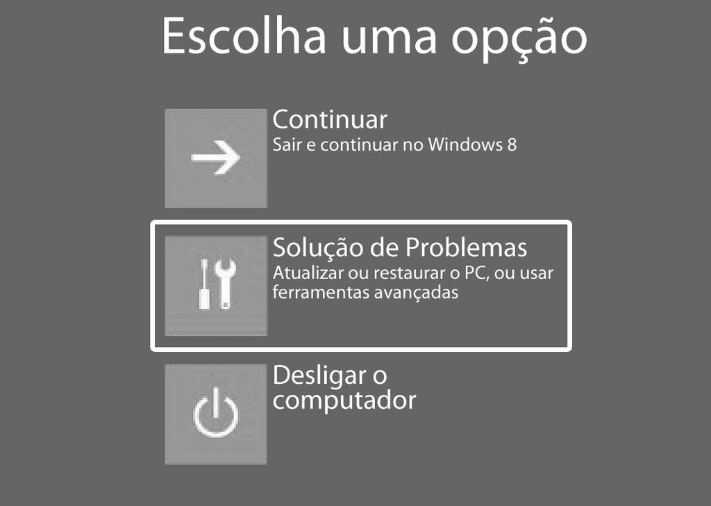 6- Selecione Solução de Problemas.