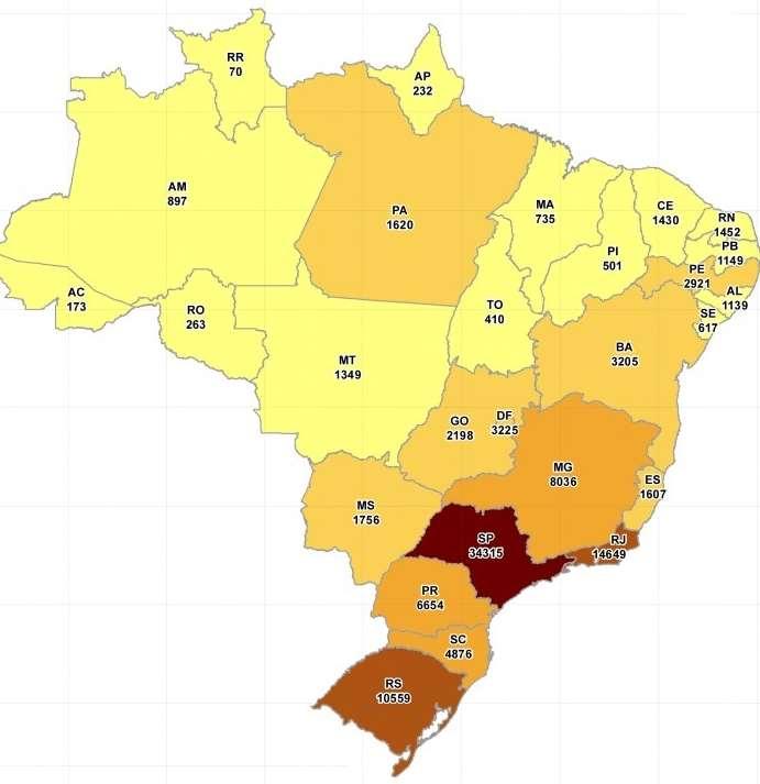 QUANTIDADE E DISTRIBUIÇÃO DE ARQUITETOS NO BRASIL De 70