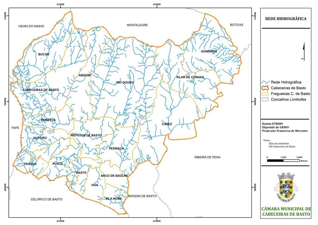 Figura 14 Rede hidrográfica do Município de Cabeceiras de Basto.