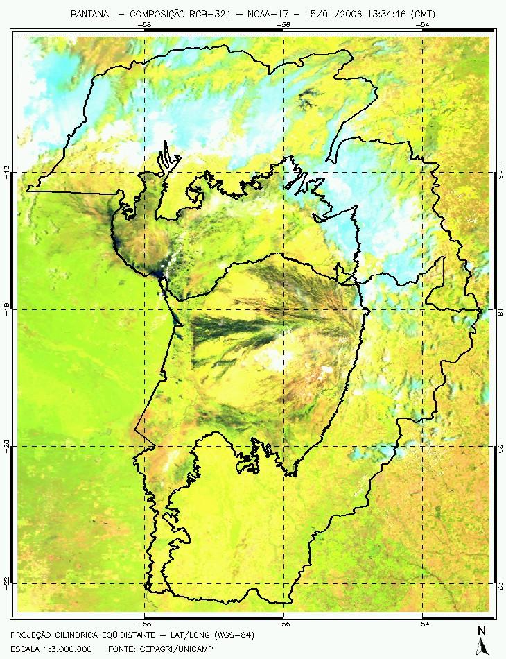 Pela análise visual das composições RBG ao longo do período analisado durante o ciclo mais recente de seca e enchente, foi possível observar que o Pantanal é inundado da região leste para oeste e de