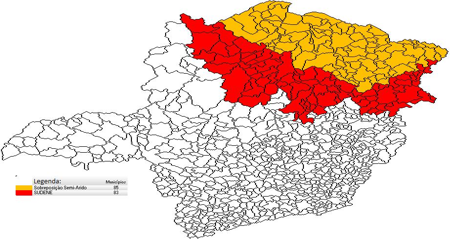 SUDENE MINEIRA 185 MUNICÍPIOS SEMIÁRIDO MINEIRO + SUDENE POPULAÇÃO URBANA RURAL TOTAL HABITANTES 1.859.566 911.865 2.771.