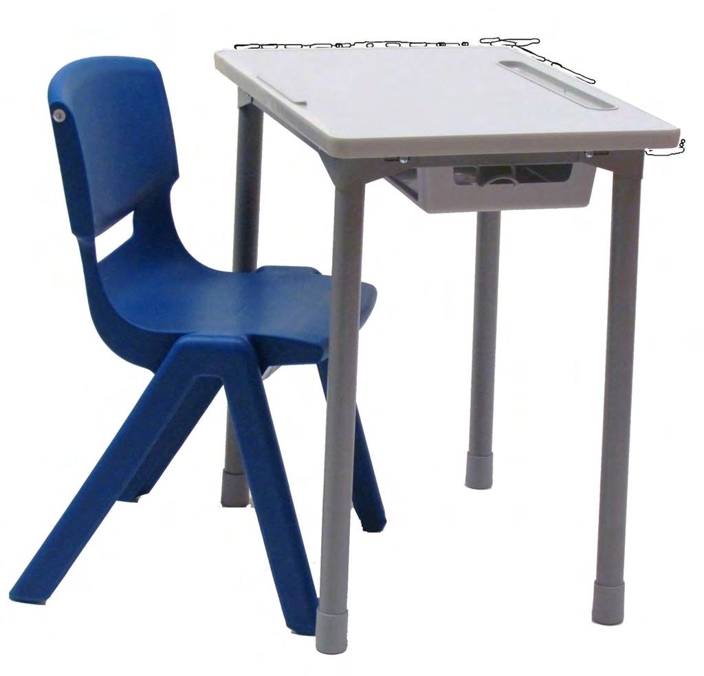 MOBILIÁRIO ESCOLAR SALA DE AULA NOVIDADE 2016 Mesa Unipessoal Pernas em tubo 40mmØ x1,5 mm, de cor cinza.