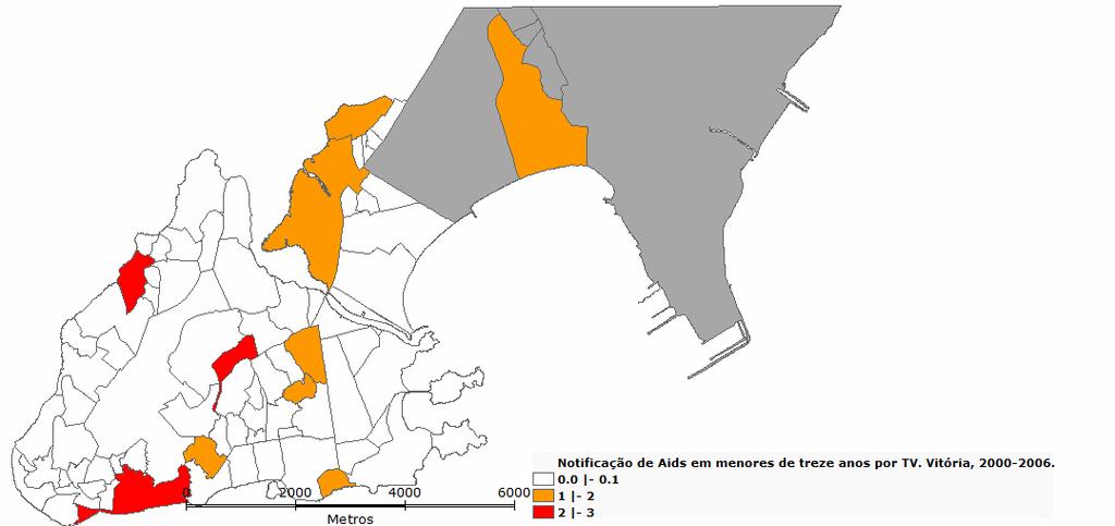 59 MAPA 4 Distribuição por bairro de casos de Aids em menores de treze anos por TV. Vitória, 2000-2006.